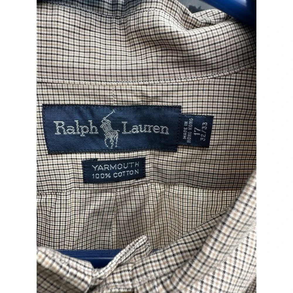 Polo Ralph Lauren Yarmouth‎ cotton Shirt Men 17 32/33 Brown Long Sleeves